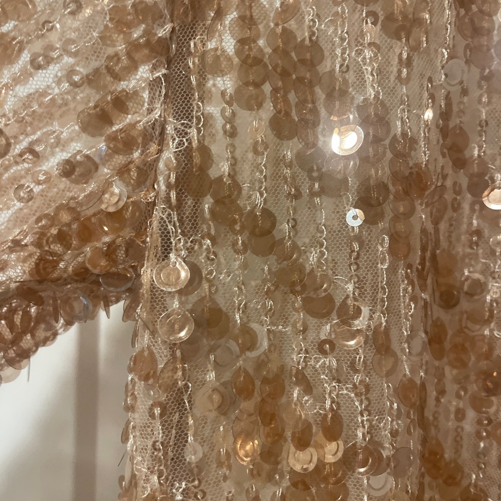 Zara Gold Sequin Long Coat - Picture 4 of 7